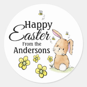 Happy Easter Bunny Personalised  Classic Round Sticker