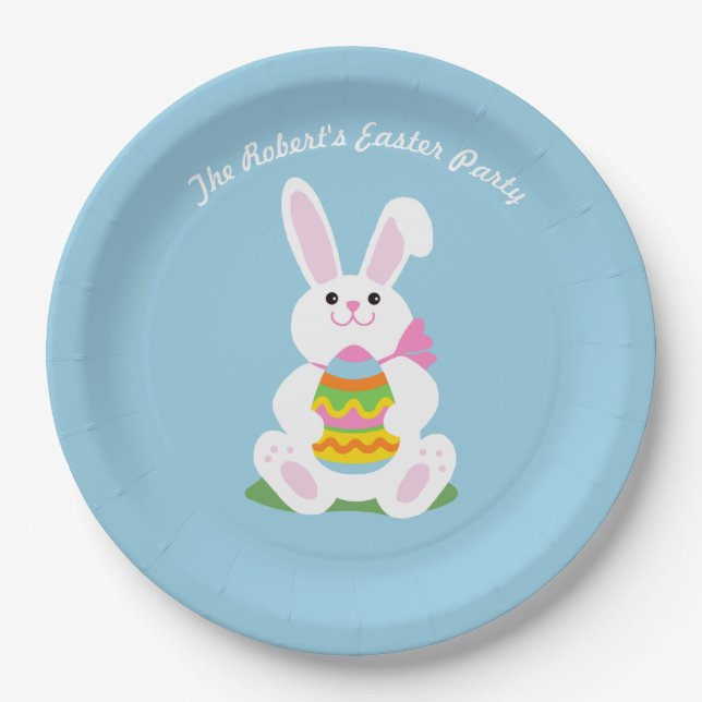 Happy Easter Bunny ~ Personalised Paper Plate (Front)