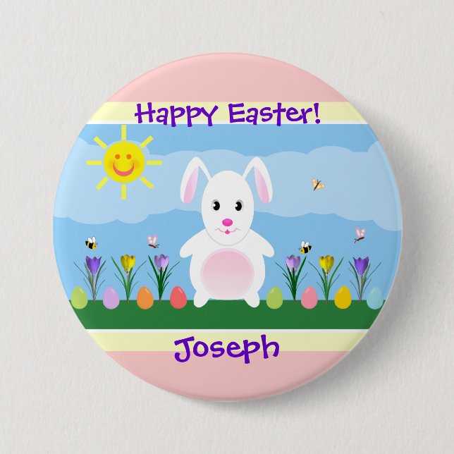 Happy Easter Bunny Personalized 7.5 Cm Round Badge (Front)