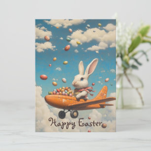 Happy Easter Bunny Pilot Aeroplane Invitation