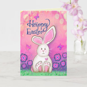 Happy Easter Bunny Pink Girly Cute Inspirivity Card