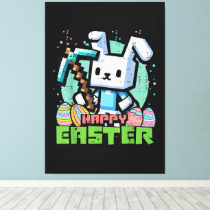 Happy Easter Bunny Pixel Game  Canvas Print