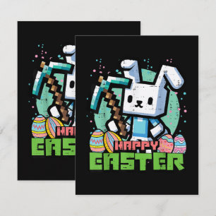 Happy Easter Bunny Pixel Game  Card