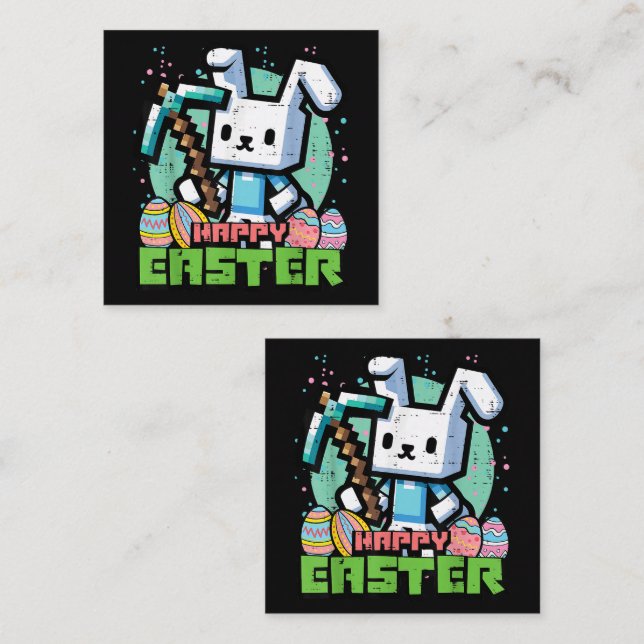 Happy Easter Bunny Pixel Game  Card (Front/Back)