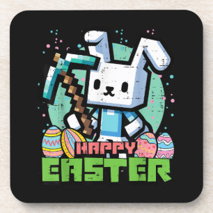 Happy Easter Bunny Pixel Game  Coaster