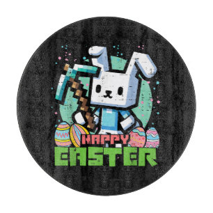 Happy Easter Bunny Pixel Game  Cutting Board