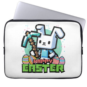 Happy Easter Bunny Pixel Game Gaming Gamer Boys Ki Laptop Sleeve