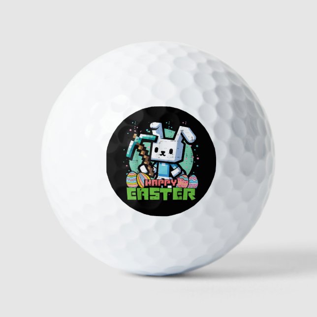 Happy Easter Bunny Pixel Game  Golf Balls (Front)