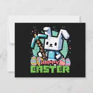 Happy Easter Bunny Pixel Game  Invitation