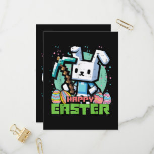 Happy Easter Bunny Pixel Game  Invitation Postcard