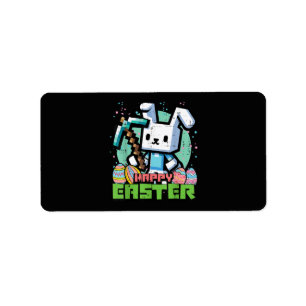Happy Easter Bunny Pixel Game  Label