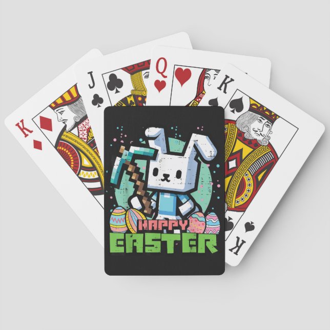 Happy Easter Bunny Pixel Game  Playing Cards (Back)