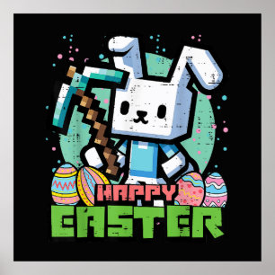 Happy Easter Bunny Pixel Game  Poster