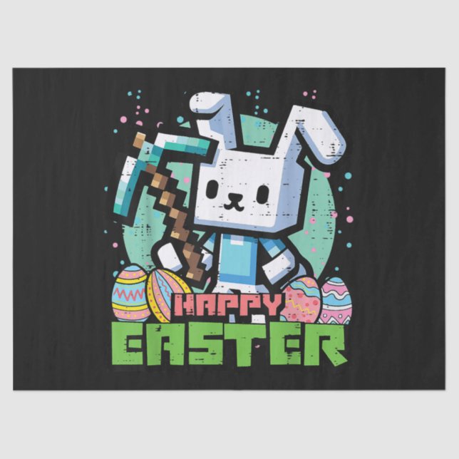 Happy Easter Bunny Pixel Game  Tissue Paper (Front)