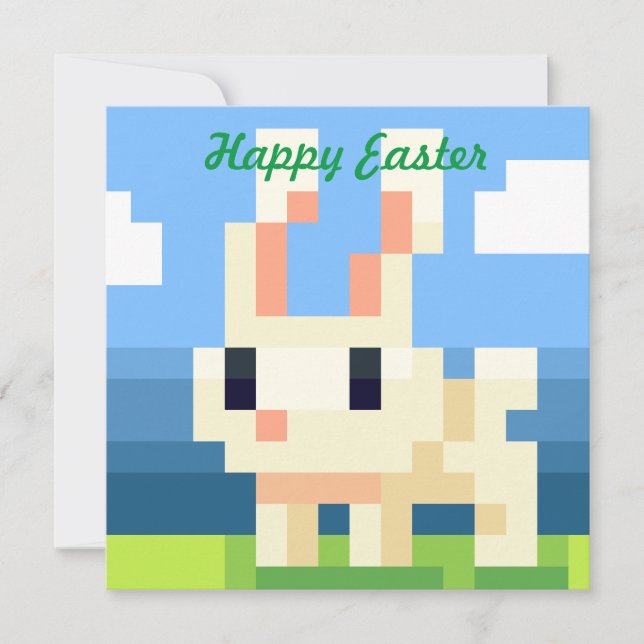 Happy Easter bunny pixelart, Pixel Art  Holiday Card (Front)