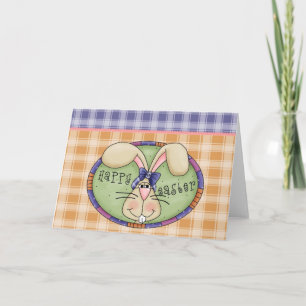 Happy Easter Bunny Plaid Design Greeting Card