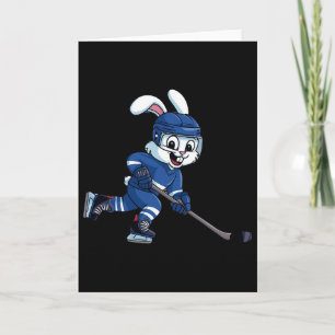 Happy Easter Bunny Playing Ice Hockey Easter Sport Card