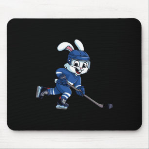 Happy Easter Bunny Playing Ice Hockey Easter Sport Mouse Mat