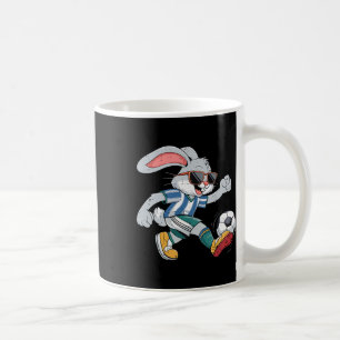 Happy Easter Bunny Playing Soccer Easter Sport Kid Coffee Mug