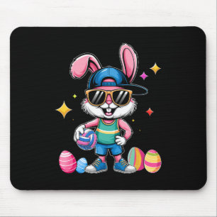Happy Easter Bunny Playing Volleybyll Easter Sport Mouse Mat