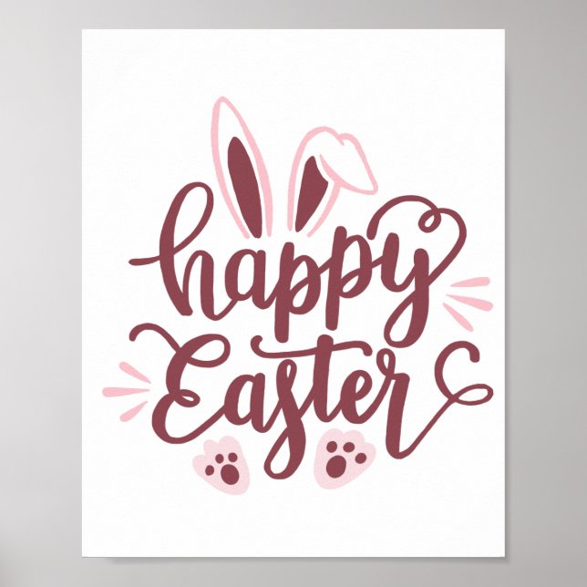 Happy Easter Bunny Poster – Cute Spring Holiday  (Front)