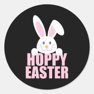 Happy Easter Bunny Pun Cute Pink Girls T Shirt Classic Round Sticker