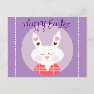 Happy Easter Bunny Purple Postcard