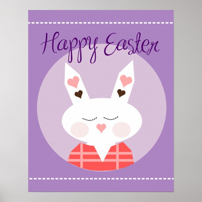 Happy Easter Bunny Purple Poster (Front)