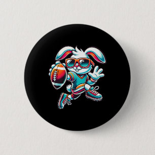 Happy Easter Bunny Quarterback Receiver Football B 6 Cm Round Badge