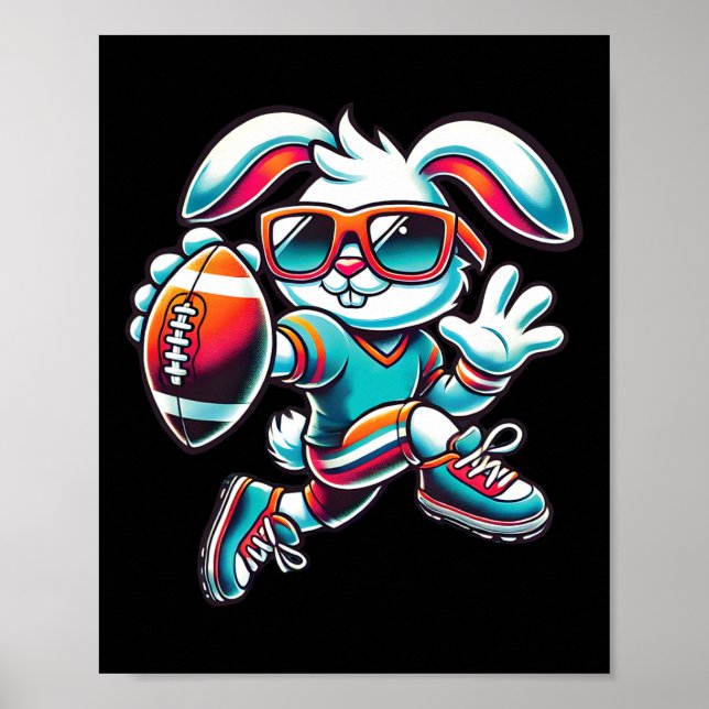 Happy Easter Bunny Quarterback Receiver Football B Poster (Front)