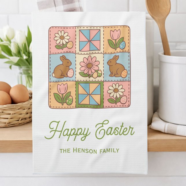 Happy Easter Bunny Quilt Pattern Family  Tea Towel (Creator Uploaded)