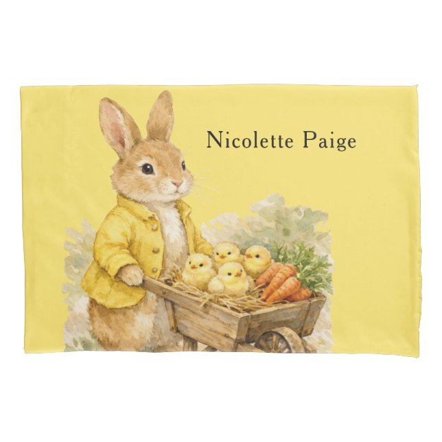 Happy Easter Bunny Rabbit Baby Shower Gift Pillowcase (Front)