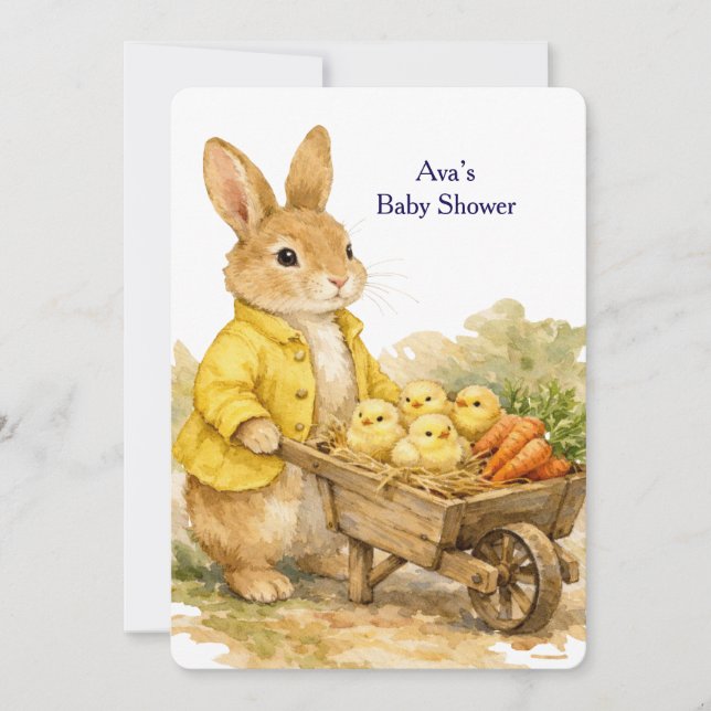 Happy Easter Bunny Rabbit Baby Shower Invitation (Front)
