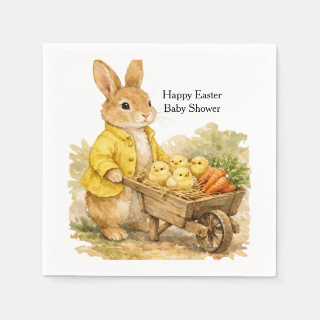 Happy Easter Bunny Rabbit Baby Shower Napkin (Front)