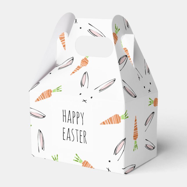 Happy Easter Bunny Rabbit Carrot Editable Favour Box (Front Side)