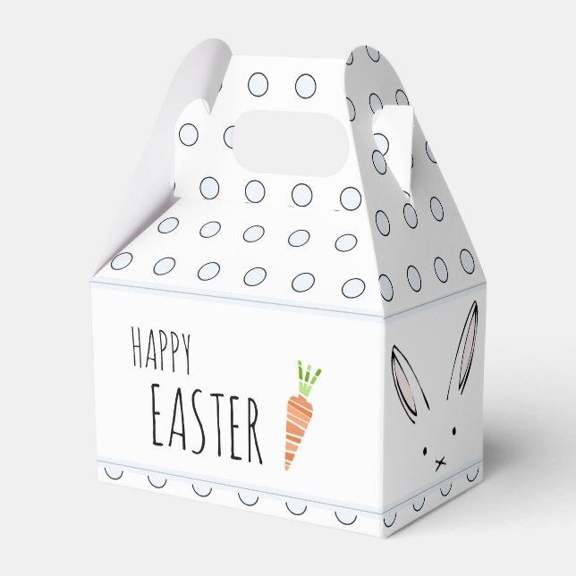 Happy Easter Bunny Rabbit Carrot Polka Dot Favour Box (Front Side)