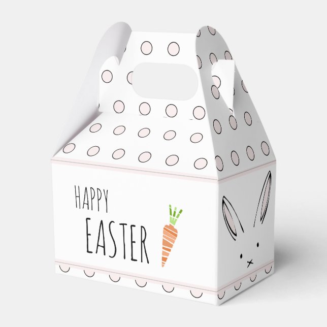 Happy Easter Bunny Rabbit Carrot Polka Dot Favour  Favour Box (Front Side)