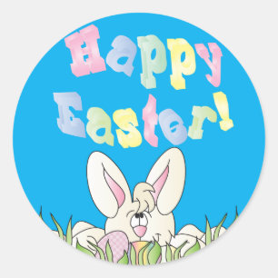 Happy Easter Bunny Rabbit Classic Round Sticker