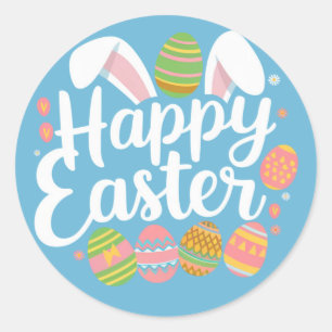 Happy Easter Bunny Rabbit Egg Holiday  Classic Round Sticker