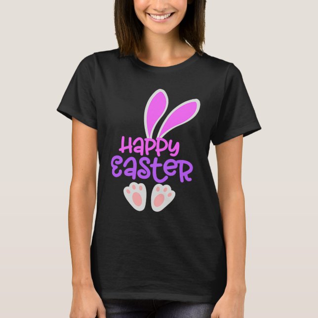 Happy Easter Bunny Rabbit Egg Hunt Cute Ears Girls T-Shirt (Front)