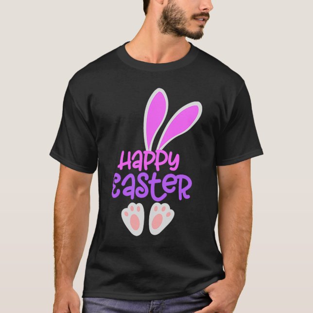 Happy Easter Bunny Rabbit Egg Hunt Cute Ears Girls T-Shirt (Front)