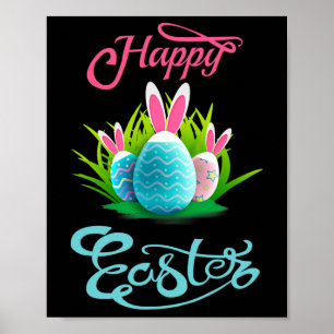 Happy Easter Bunny Rabbit Eggs; Easter Day Women  Poster