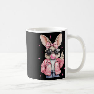 Happy Easter Bunny Rabbit Face Coquette Bow Easter Coffee Mug