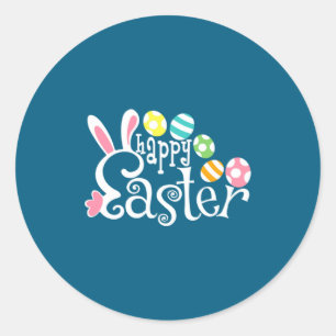 Happy Easter Bunny Rabbit Face Easter Day Women G Classic Round Sticker