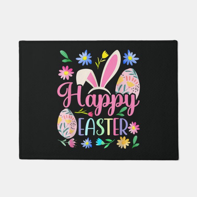 Happy Easter Bunny Rabbit Face Funny Doormat (Front)
