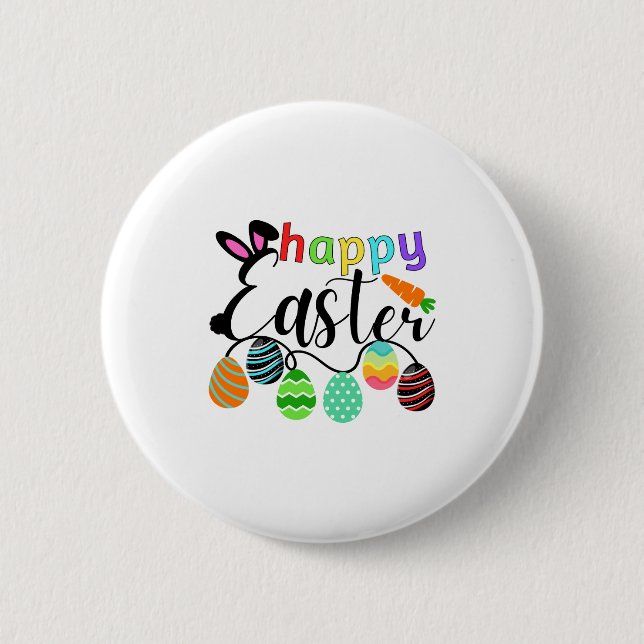 Happy Easter Bunny Rabbit Face Funny Easter Day T  6 Cm Round Badge (Front)