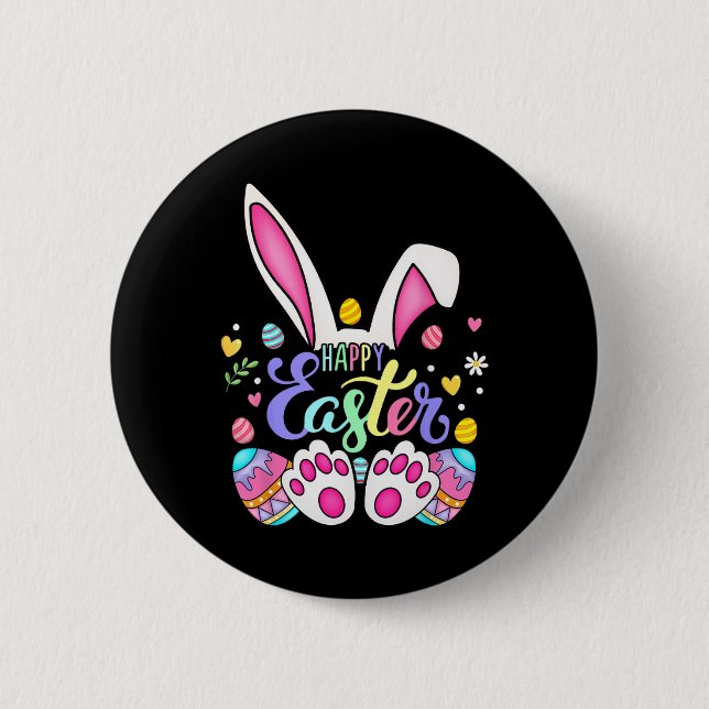 Happy Easter Bunny Rabbit Face Funny Easter Day Wo 6 Cm Round Badge (Front)