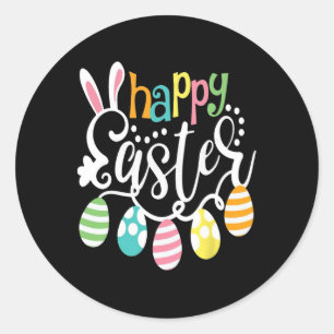 Happy Easter Bunny Rabbit Face Funny Easter Day Wo Classic Round Sticker