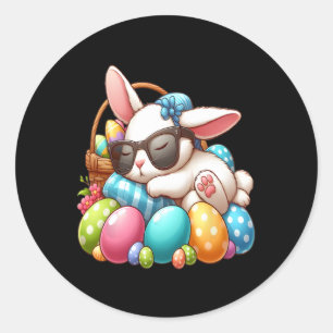Happy Easter Bunny Rabbit Face Funny Easter Day Wo Classic Round Sticker