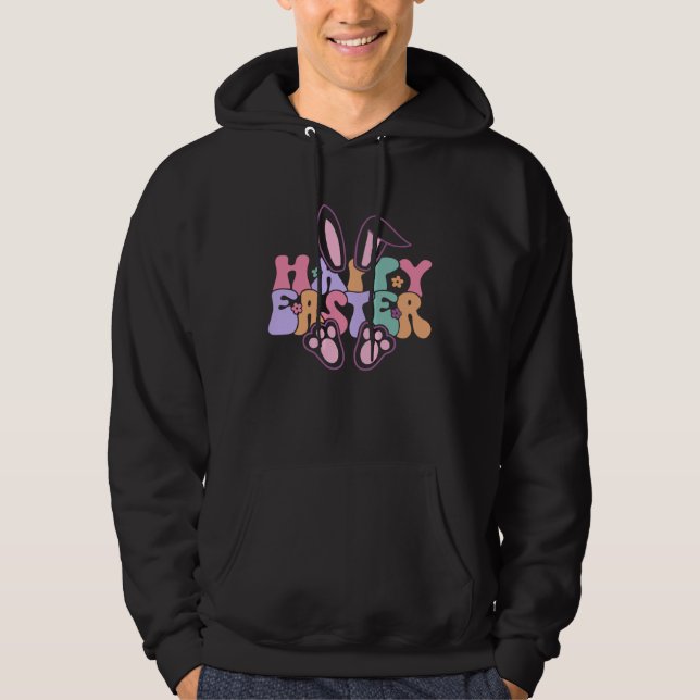 Happy Easter Bunny Rabbit Face Funny Easter Day Wo Hoodie (Front)